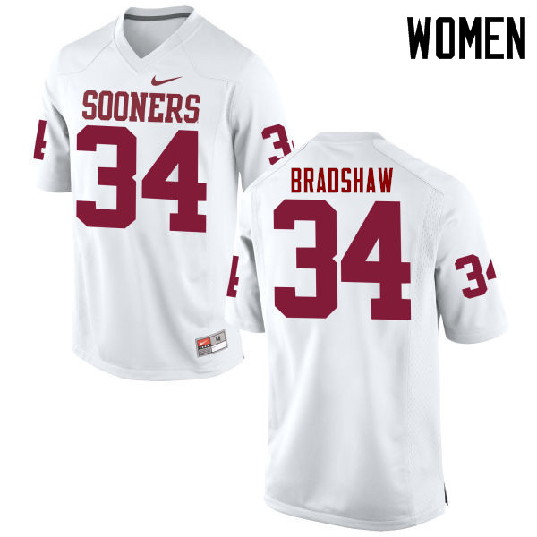 Women Oklahoma Sooners #34 Malik Bradshaw College Football Jerseys Game-White - Click Image to Close